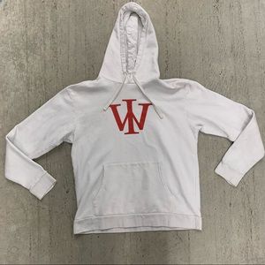 WRLDINVSN White Red Logo Lightweight Hoodie Pullover Size L Cotton